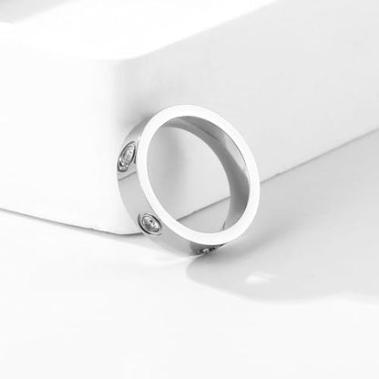 YCSLYW Ladies Stainless Steel Ring Love Friendship Ring Golden high polishing, low allergy Wedding Jewelry Valentine's Day Birthday Gift, 5-10 - color: Love Silvery, size: 9