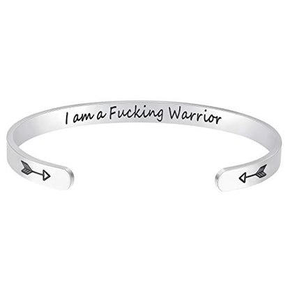 Fesciory Inspirational Bracelets for Women, Stainless Steel Cuff Bangle - color: Silver