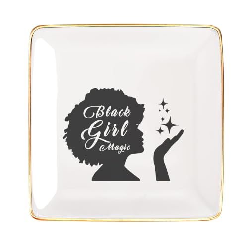 Black Girl Magic Ceramic Jewelry Tray Ring Holder Dish,Black Girl Gifts - style: Black girl magic