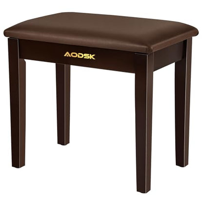 AODSK Piano Bench with Cushion,Solid Wood Keyboard Bench Piano Chair Piano Seat,Brown Piano Stool,13.21 x 21 x 18.2 Inches - color: Brown, size: 13.21" x 21" x 18.2"Inches