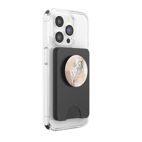 Be Still Bible Verse Christian Quote Minimalist Floral PopSockets PopWallet for MagSafe - style: Magnetic PopWallet