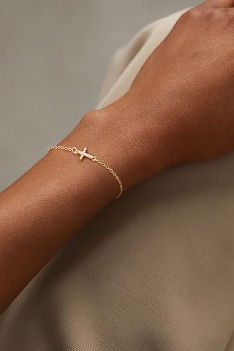 Robaice 18K Gold Plated Cross Charm Bracelet for Women - color: F Gold Cross Bracelets