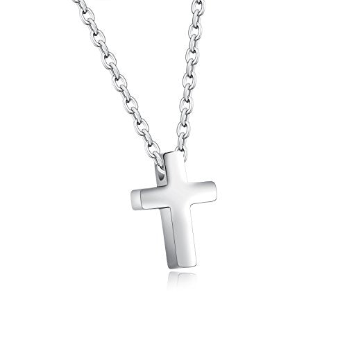 TEMICO Tiny Simple Cross Pendant Necklace for Children Boys Girls Teenage - color: Silver
