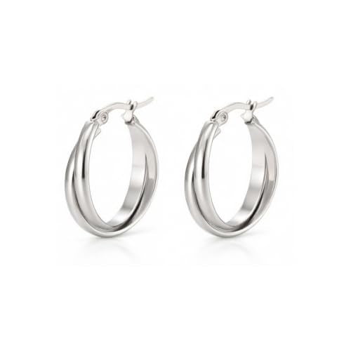 Criss Cross Hoop Earring for Women,24mm Wide Intertwined Round Hoops Jewelry - color: Silver