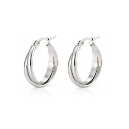 Criss Cross Hoop Earring for Women,24mm Wide Intertwined Round Hoops Jewelry - color: Silver