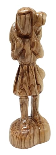 Zuluf Hand-Carved Olive Wood Good Shepherd Jesus with Lamb - Authentic Bethlehem Craftsmanship | Premium Religious Décor 5.7 INCHES FIG016