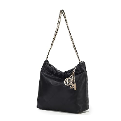 MKF Collection Shoulder Bag for Women, Vegan Leather Top Handle Pocketbook Large Hobo Bag Work Handbag Purse By Mia K - color: Celestine Black