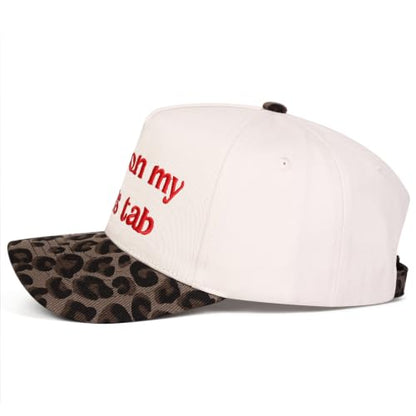 Trendy Embroidered Baseball Cap for Men & Women, Adjustable Snapback Hat for Casual Wear - color: Put It on My Dads Tab-leopard Red