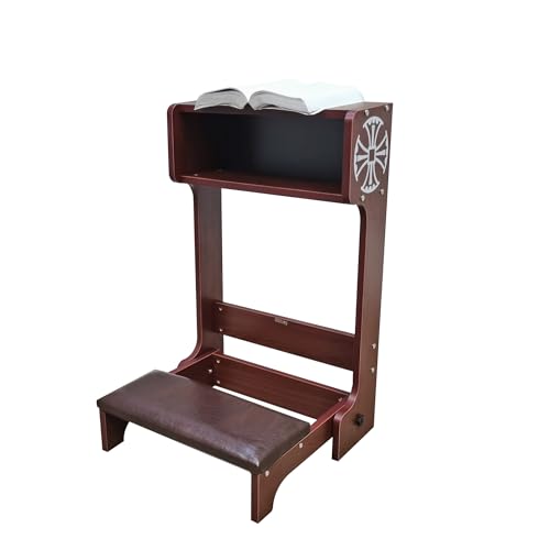 FixtureDisplays® 20 X 32 X 20" Prayer Bench, Padded Kneeler with Book Shelf, Sturdy Wood (MDF) Easy Fold-Away Prayer Table Chair 10211-NPF