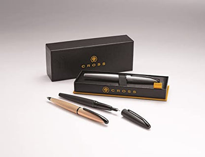 Cross ATX Sandblasted Rose Gold Fountain Pen, Medium Nib, Black Ink - color: Sandblasted Rose Gold, style: Medium Nib