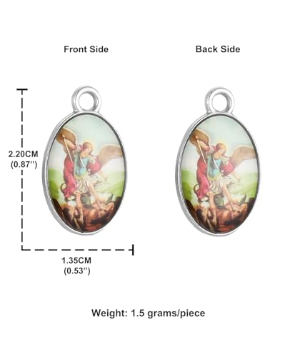 COTTVOTT Saint Therese of Lisieux/Saint Mother Teresa of Calcutta/Divine Mercy Jesus/Mater Dolorosa Patron Saint Medal Charm Pendant for DIY Rosary Necklace Bracelet Jewelry Making Part - color: 30pcs-Enamel St. Michael
