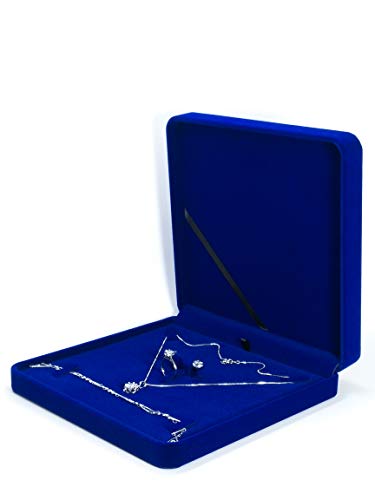 Jewelry Set Velvet Box Necklace Earring Ring Necklace Bracelet Gift Display Case Wedding Jewelry Storage Holder (Royal Blue) - color: Royal Blue