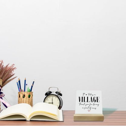 Thank You Wood Plaque Gift, It Takes A Village Thank You for Being A Part of Ours, Plaque with Wooden Stand, Meaningful Wood Sign Plaque Gift, Child Care Worker Gift B1 - color: Takes A Village 03