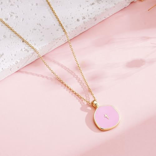 Cross Necklace for Granddaughter Daughter Jewelry Gifts - color: Pink, style: First Communion