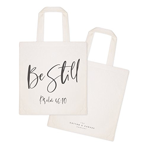 The Cotton & Canvas Co. Beach, Grocery, Farmers Market, Shopping and Travel Reusable Shoulder Tote and Handbag … - style: Be Still, Psalm 46:10