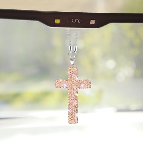 ZIMISI Bling Cross Car Hanging Ornament (Champagne) - color: Champagne