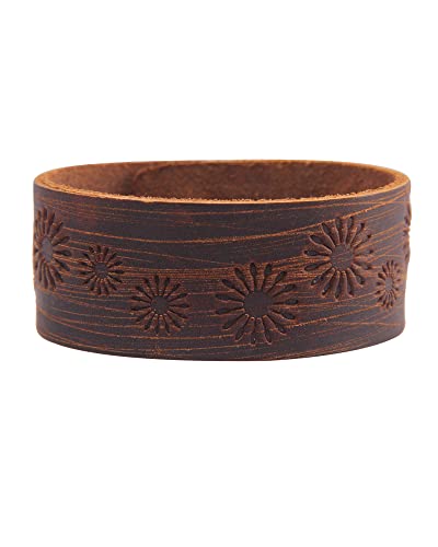 GelConnie Leather Cuff Bracelet Punk Braided Bracelets Rock Leather Wristbands Faux Mens Leather Bracelet Gothic Viking Bangle Adjustable Wrap Bracelet for Women,Men - color: Brown Leather Bracelet