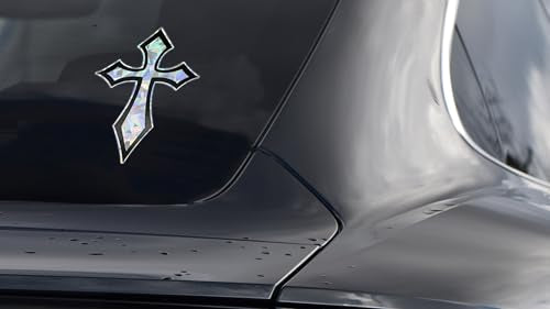 Elektroplate Christian Pointed Gothic Cross Reflective Car Decal 4" - color: Pointed Reflective