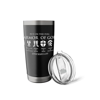 Put On The Full Armor Of God -Christian Faith Soldior of God Stainless Steel Insulated Tumbler - color: Black