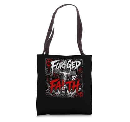 Forged By Faith Christian Warrior Cross Power Tote Bag