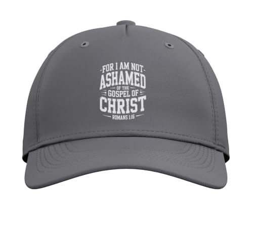 Not Ashamed Gospel Bible Verse God Jesus Christian Adjustable Baseball Hat - color: Slate Grey