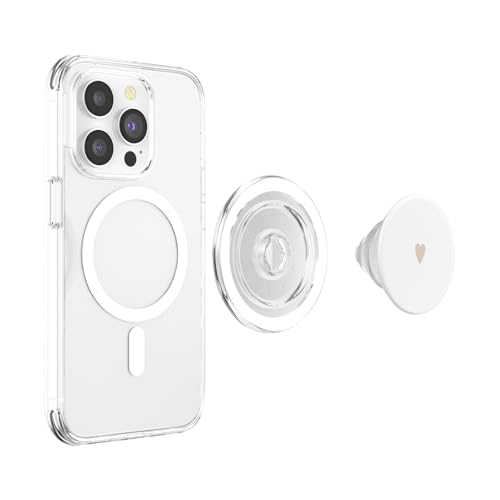 Sand/Beige/Tan Hand Drawn Heart Minimalist Love PopSockets PopGrip for MagSafe - style: Magnetic PopGrip