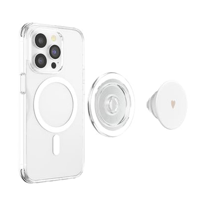 Sand/Beige/Tan Hand Drawn Heart Minimalist Love PopSockets PopGrip for MagSafe - style: Magnetic PopGrip