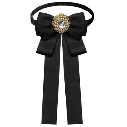 Womens Bow Tie Adjustable Rhinestone Bowtie for Women Ladies Girls Pre-tied Womens Tie for Shirt Suit Uniform - color: Black-strap-style 2