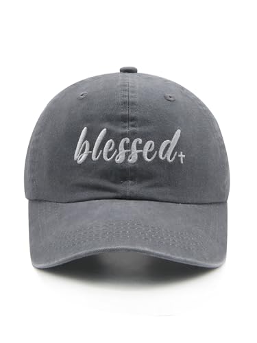 Waldeal Women's Embroidered Dad Hat, Adjustable Vintage Washed Cotton Baseball Cap for Men - color: Grey