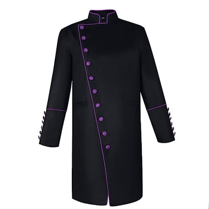 Men's Cassock Choir Short Cassock Minister Robe Clergy Pulpit Liturgical Church Top Coat - color: Purple, size: Large