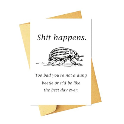 Funny Get Well Card for Friend, Sarcastic Sympathy Card, Dung Beetle Joke Card, Encouragement Card for Tough Times - color: WZ-08