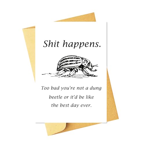 Funny Get Well Card for Friend, Sarcastic Sympathy Card, Dung Beetle Joke Card, Encouragement Card for Tough Times - color: WZ-08