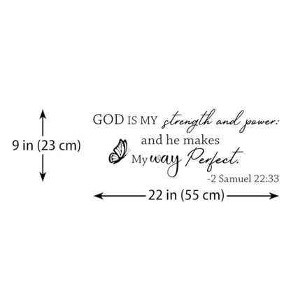 Vancetyno God is My Strength and Power and He Makes My Way Perfect Vinyl Wall Decal Bible Scripture Inspirational Quotes Religious Home Décor