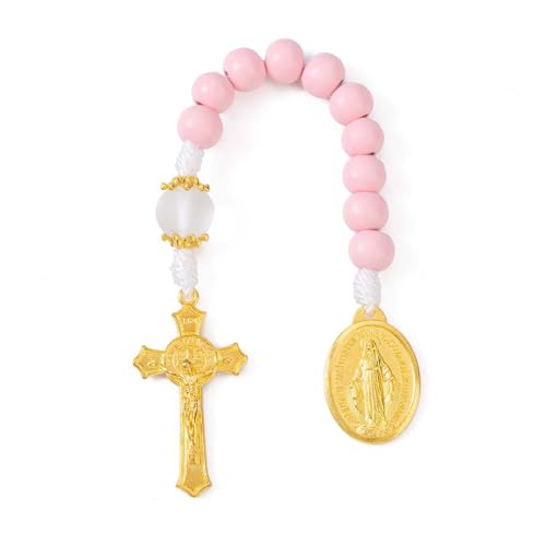 Pocket Rosary for Women - Handmade Wooden Catholic Rosaries, Wooden Bead Rosary Necklace, Metal Cross For Catholic Or Christian Gift