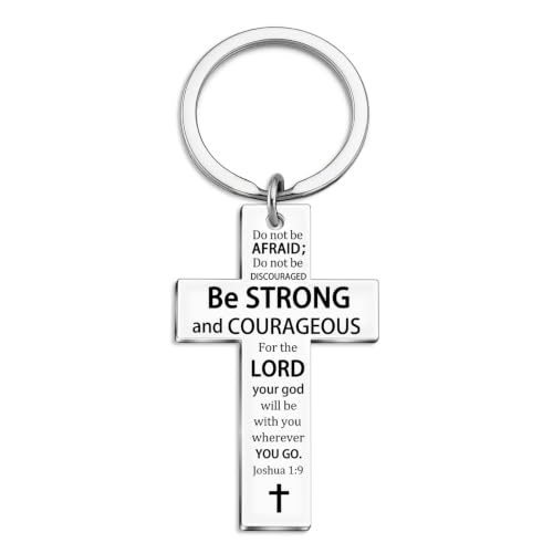 Cross Keychain for Men Women Jesus Keychain Christian Key chain Bible Verse Accessories Scripture Religious - color: Silver