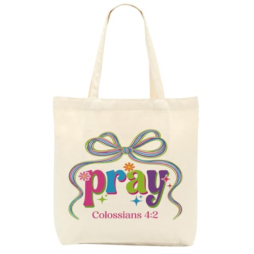 Faith Canvas Tote Bag, Christian Gifts for Women Girls Mom Sister Inspirational Bible Verse Birthday Christmas - color: Christian Jesus 815
