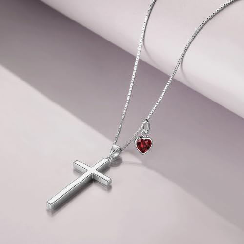POPLYKE Cross Necklace 925 Sterling Silver Philippians 4:13 I Can Do All The Things Inspirational Necklace Gifts for Women Men 20+2'' - color: silver-1 January