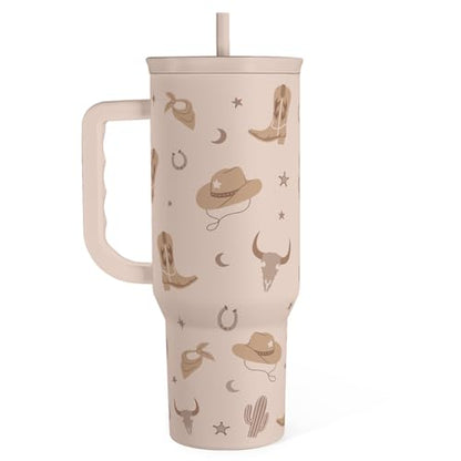 SANDJEST Cowgirl Tumbler 40oz for Women Girls – Stainless Steel Travel Coffee Mug Cup with Handle and Straw, Gift for Birthday Christmas - color: Cowgirl
