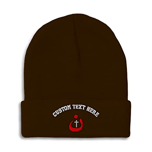 Custom Beanies for Men Christian Nazarene Jesus God Christ Skull Cap Winter Hats Women Acrylic One Size - color: Brown Personalized Text Here