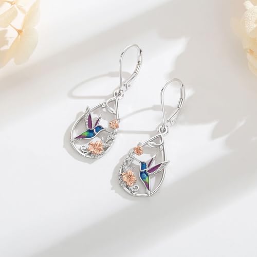 Vito Moonstone Turquoise Drop Earrings for Women, 925 Sterling Silver Hooks - style: Hummingbird