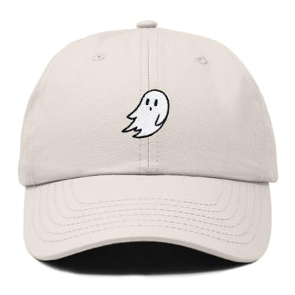 DALIX Ghost Embroidered Mens Womens Cotton Dad Hat Baseball Cap Adjustable - color: Beige