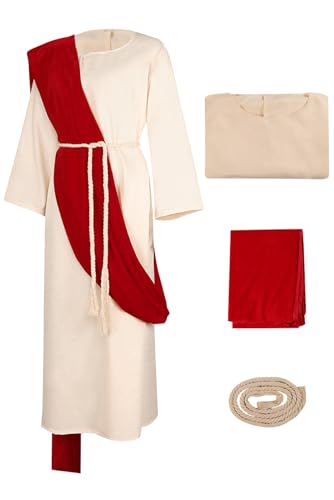 Men Christ Costume Adult Ancient Greek Robe Biblical Saint Cloak Scarf Rope - size: X-Large