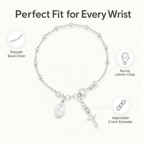 Elegant Silver-Tone Rosary Bracelet for Women, Beautiful Double Layered Catholic Jewelry, Versatile Virgin Mary Coin Hand Accessories Matching Daily Outfits Flawlessly