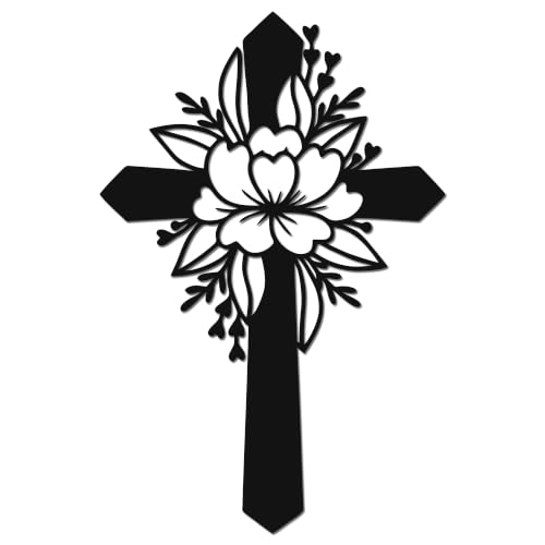 YATEASLU Cross Wall Decor, Floral Leaf Religious Art