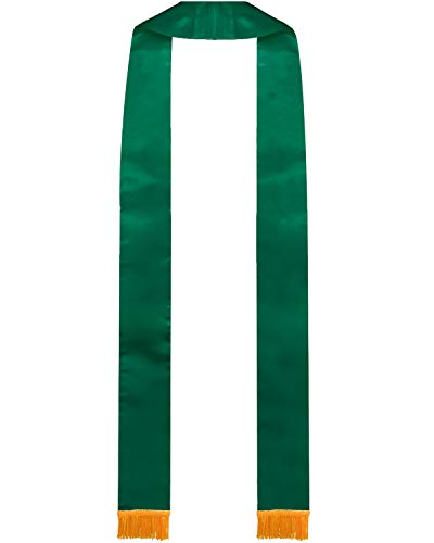 IvyRobes Unisex-adult's Satin Clergy Stole with Embroidery Cross 90"-4 Colors Available - color: Emerald