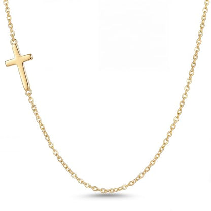 NORBU 18K Gold Cross Necklaces for Women, S925 Sideways Cross Necklace