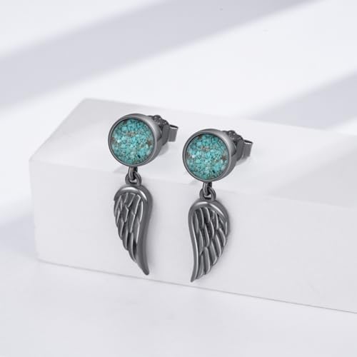 Black Dangle Drop Earrings 925 Sterling Silver Turquoise Earrings Jewelry Gifts for Women Men - style: Angel Wing