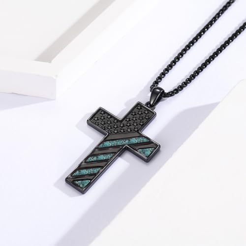 American Flag/Eagle/Star Necklace for Women 925 Sterling Silver Silver/Gold/Black American Flag Pendant 4th of July Jewelry for Wife Sister Girlfriend - color: Black-2