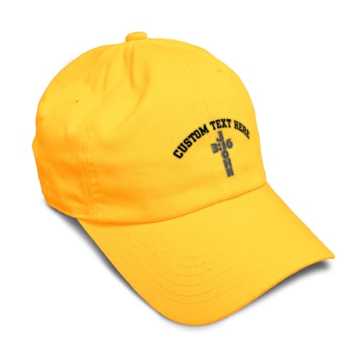 Custom Soft Baseball Hat Embroidered Dad Hat Jesus Christian John 3:16 God Christ Men & Ladies Baseball Cap - color: Golden Yellow Personalized Text Here