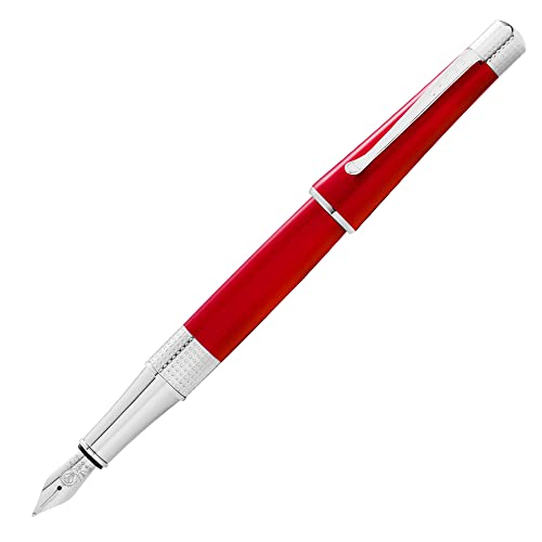 Cross Beverly Refillable Fountain Pen, Medium Nib, Includes Premium Gift Box - Translucent Red Lacquer - color: Translucent Red Lacquer, style: Fountain Pen